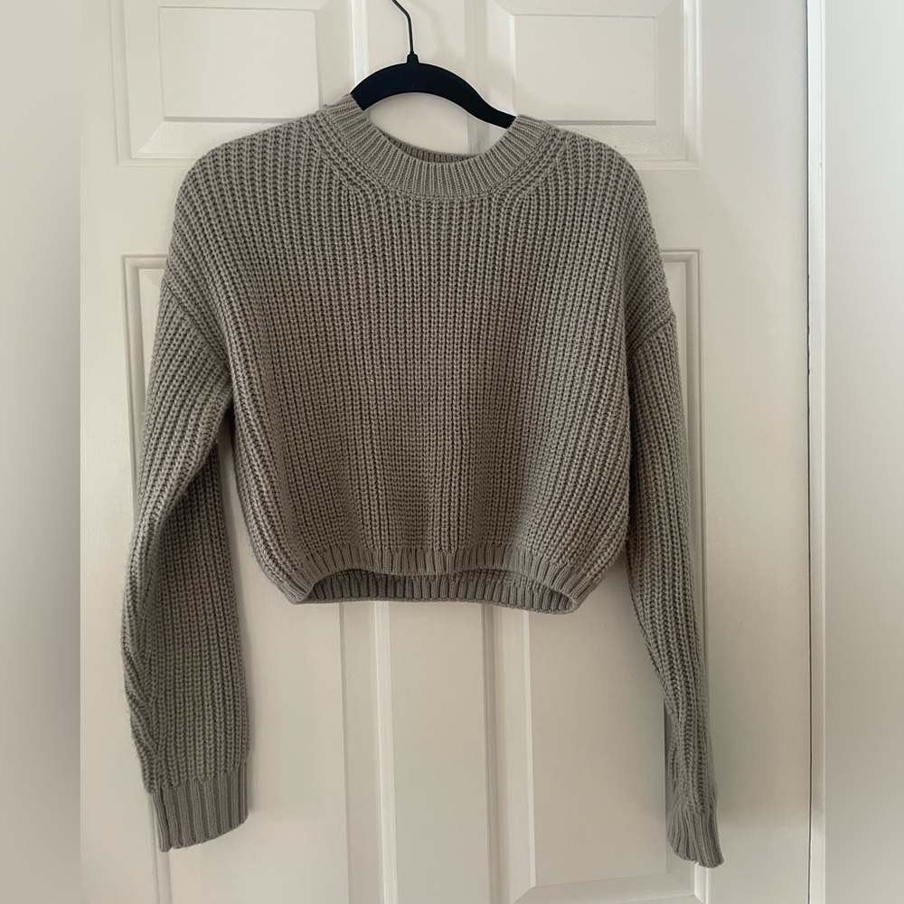 Sage Cropped Knit Sweater